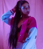 Ariana Grande Inspired Pink Cropped Jacket for Women - Image 2