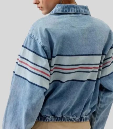 Millie Bobby Brown striped jacket from The Electric State movie look