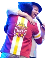 Celebrity-inspired Chiefs jacket from Big Slick 2024 by Paul Rudd