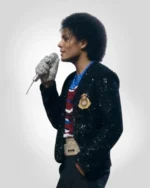 Sparkling sequin blazer worn by Jaafar Jackson in Michael 2026