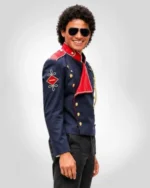 Jaafar Jackson inspired blue jacket with stylish stage-inspired details